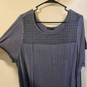 Lane Bryant Charcoal Gray Lace Detail Women's Top